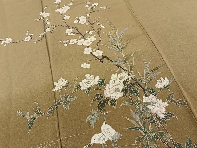 平和屋着物●訪問着　友禅　群鶴牡丹梅文　暈し染め　正絹　逸品　BAAW0900hj_4