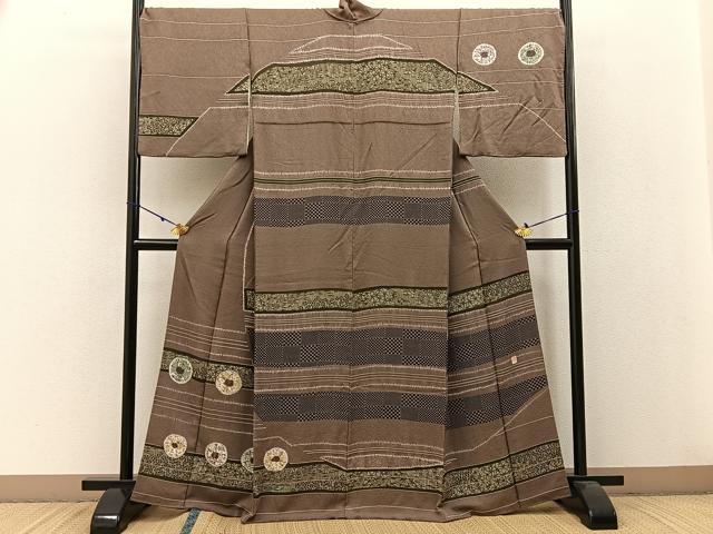 平和屋着物●訪問着　作家物　絞り　横段草花丸文　正絹　逸品　BAAW0910hj 平和屋着物○訪問着 作家物 絞り 横段草花丸文 正絹 逸品 BAAW0910hjの