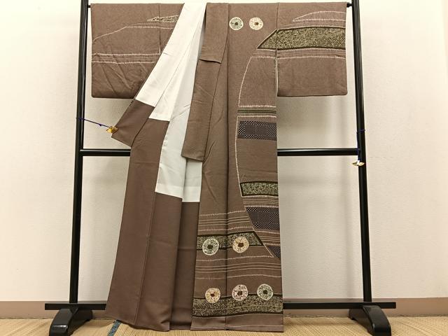 平和屋着物●訪問着　作家物　絞り　横段草花丸文　正絹　逸品　BAAW0910hj 平和屋着物○訪問着 作家物 絞り 横段草花丸文 正絹 逸品 BAAW0910hjの