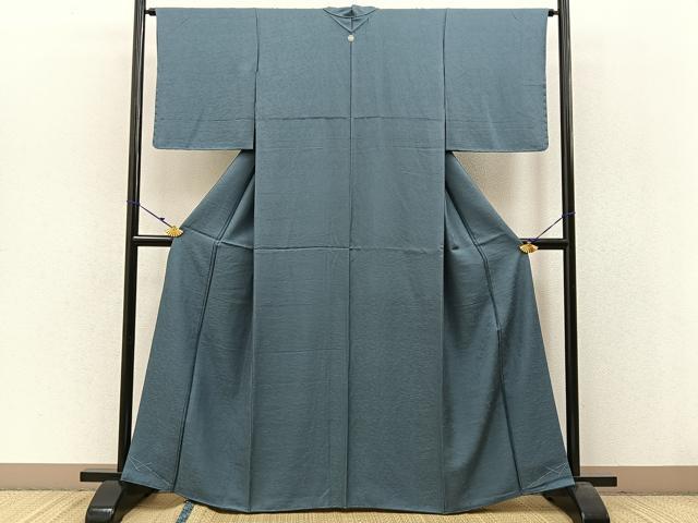 平和屋着物●上質な色無地　草花地紋　藍鼠色　正絹　逸品　未使用　BAAW0914hj_1