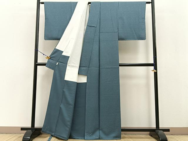 平和屋着物●上質な色無地　草花地紋　藍鼠色　正絹　逸品　未使用　BAAW0914hj_2