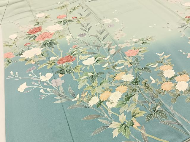 平和屋着物○訪問着 友禅 作家物 草花文 暈し染め 正絹 逸品 
