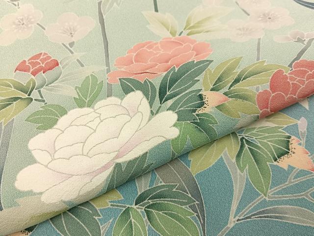 平和屋着物○訪問着 友禅 作家物 草花文 暈し染め 正絹 逸品 