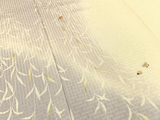 平和屋着物●訪問着　刺繍　枝垂れ柳舞蝶文　暈し染め　金糸　正絹　逸品　BAAW0998hj_4
