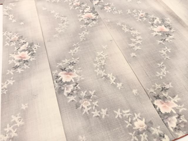 平和屋着物●小千谷紬　舞花文　正絹　逸品　BAAW2173yc_3