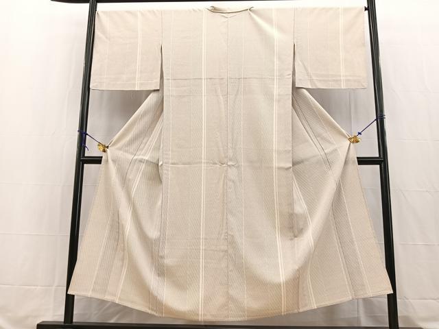 平和屋着物▽本塩沢 やまだ織 単衣 110亀甲 雪の中のきれ 証紙付き