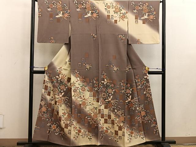 平和屋着物●訪問着　鳳凰花文　暈し染め　金彩　正絹　逸品　BAAW3442mz