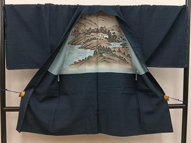 平和屋着物●男性　紬　アンサンブル　百入茶色　正絹　逸品　未使用　BAAW3466mz_5