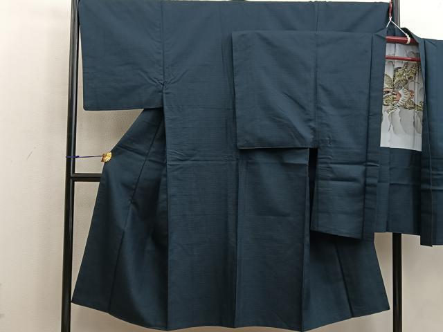平和屋着物●男性　紬　アンサンブル　80亀甲　正絹　逸品　BAAW3483mz