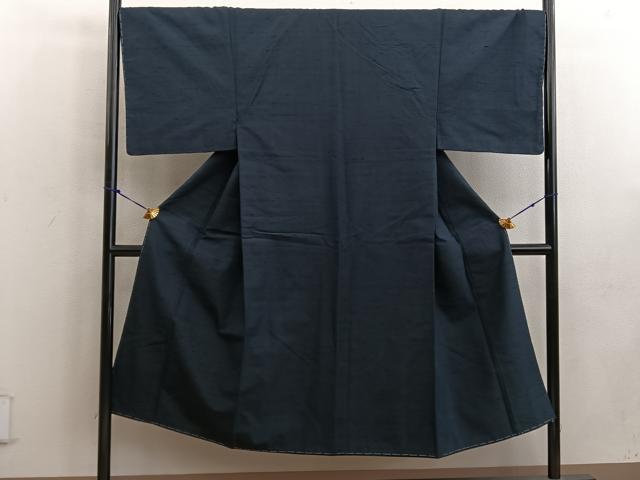 平和屋着物●男性　紬　黒緑色　正絹　逸品　未使用　BAAW3484mz