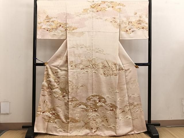 平和屋着物○銀座きしや 訪問着 駒刺繍 松竹梅 金彩 正絹 逸品