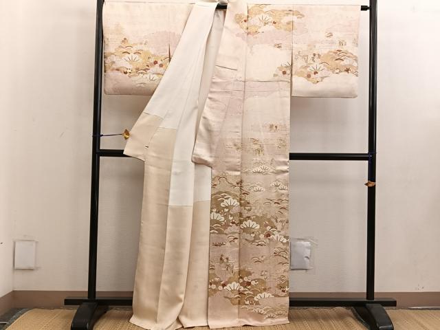 平和屋着物○銀座きしや 訪問着 駒刺繍 松竹梅 金彩 正絹 逸品