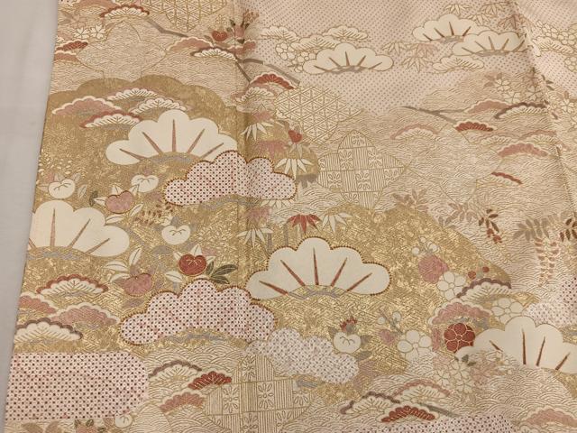 平和屋着物●銀座きしや　訪問着　駒刺繍　松竹梅　金彩　正絹　逸品　BAAW3643mz_3