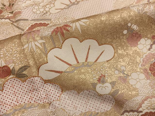 平和屋着物●銀座きしや　訪問着　駒刺繍　松竹梅　金彩　正絹　逸品　BAAW3643mz_4