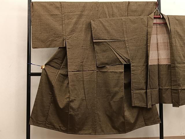 平和屋着物●男性　紬　アンサンブル　霞文　正絹　逸品　未使用　BAAW3660mz