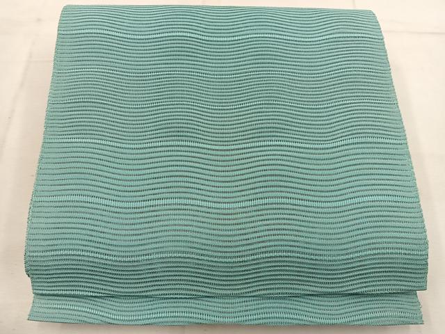 平和屋着物＊夏物　八寸名古屋帯　絽綴れ　横段文　青竹色　正絹　逸品　BAAW3819mz