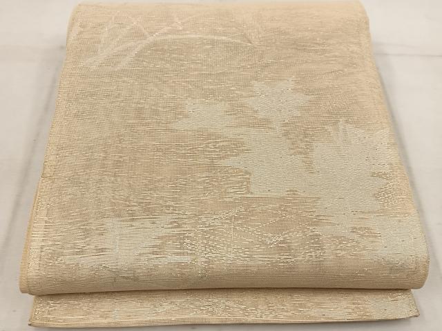 平和屋着物＊夏物　六通柄袋帯　楓文　銀糸　正絹　逸品　BAAW3825mz