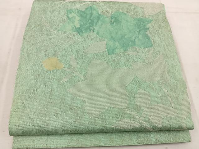 平和屋着物＊夏物　太鼓柄袋帯　草花文　引箔　正絹　逸品　BAAW3827mz