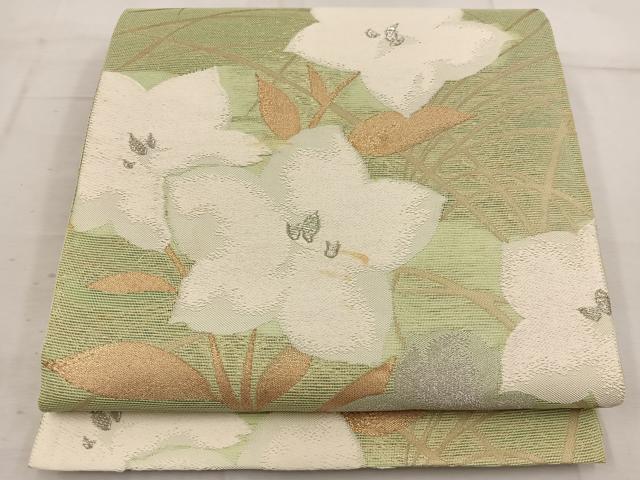 平和屋着物＊夏物　六通柄袋帯　草花文　金銀糸　正絹　逸品　BAAW3828mz