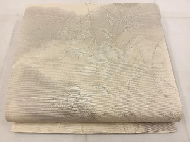 平和屋着物＊夏物　両面　六通柄袋帯　草花文　銀糸　正絹　逸品　BAAW3829mz