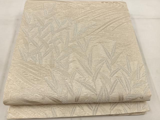 平和屋着物＊夏物　六通柄袋帯　草葉文　銀糸　正絹　逸品　BAAW3830mz 平和屋着物＊夏物 六通柄 本袋帯 唐織 草葉文 銀糸 正絹 逸品