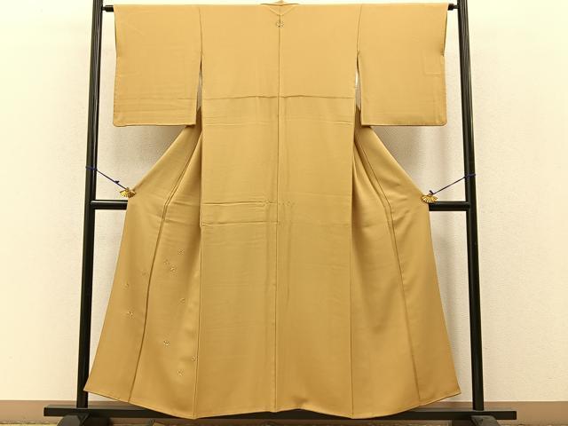 平和屋着物●訪問着　総刺繍　七宝花文　金糸　鬼しぼ縮緬　正絹　逸品　BAAW5001hj