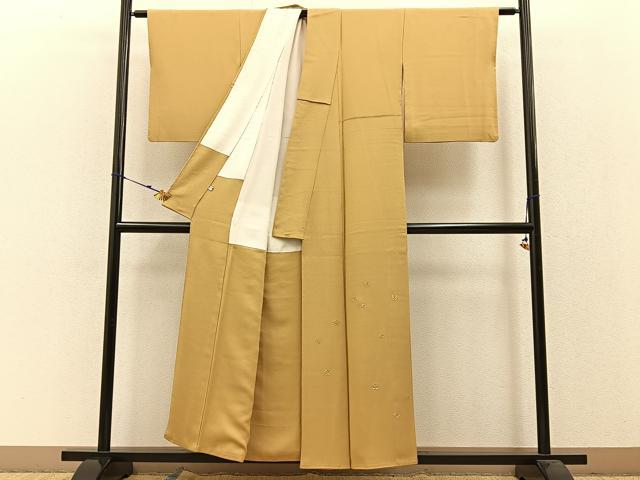 平和屋着物○訪問着 総刺繍 七宝花文 金糸 鬼しぼ縮緬 正絹 逸品 