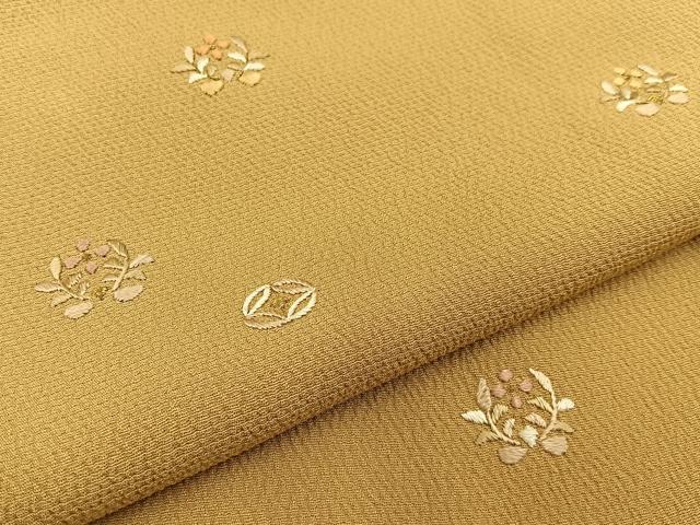 平和屋着物○訪問着 総刺繍 七宝花文 金糸 鬼しぼ縮緬 正絹 逸品 