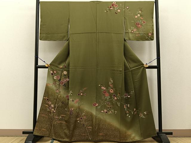 平和屋着物●訪問着　草花文　暈し染め　金彩　正絹　逸品　BAAW5015hj