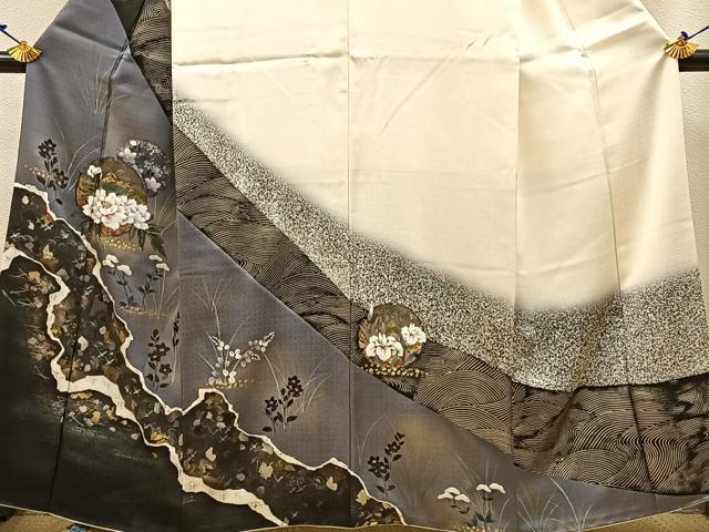 平和屋着物●訪問着　雪輪花文　暈し染め　金銀彩　正絹　逸品　BAAW5028hj_2