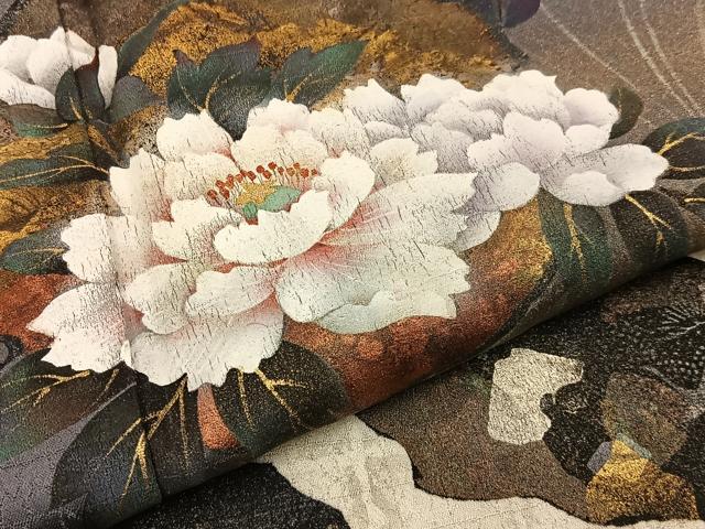平和屋着物●訪問着　雪輪花文　暈し染め　金銀彩　正絹　逸品　BAAW5028hj_5
