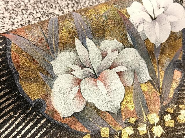 平和屋着物●訪問着　雪輪花文　暈し染め　金銀彩　正絹　逸品　BAAW5028hj_6
