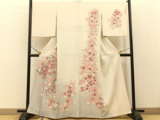 平和屋着物●訪問着　枝垂れ桜　暈し染め　金彩　正絹　逸品　BAAW5030hj