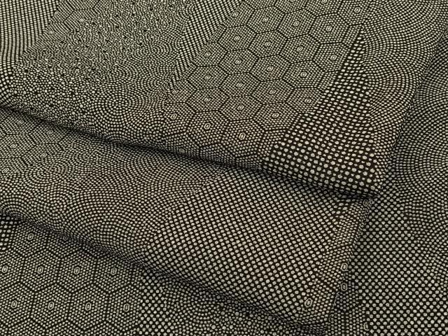 平和屋-こころ店■夏物　江戸小紋　絽　寄せ小紋柄　黒地　正絹　逸品　AAAF3341Acs