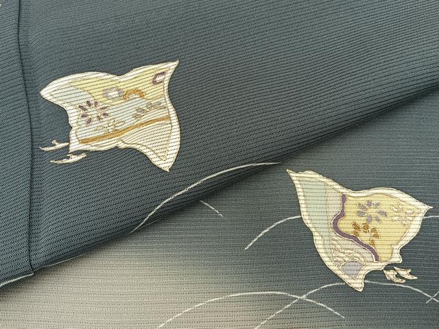 平和屋着物＊夏物　訪問着　絽　千鳥　暈し染め　銀彩　正絹　逸品　BAAW5062hj_5