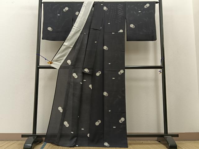 平和屋着物＊夏物　黒紋付　黒反物　着尺　平絽　みかど織　美古都染　逸品　未使用　DABD7337zzz 平和屋着物＊夏物 黒紋付 黒反物 着尺 平絽 みかど織 美古都染 逸品 未