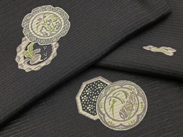平和屋着物＊夏物　つけ帯　型染　枝花文　魚　黒地　正絹　逸品　DABA0889cm 楽天市場】平和屋着物○塩瀬 九寸名古屋帯 草花松文 黒地 金彩 正絹