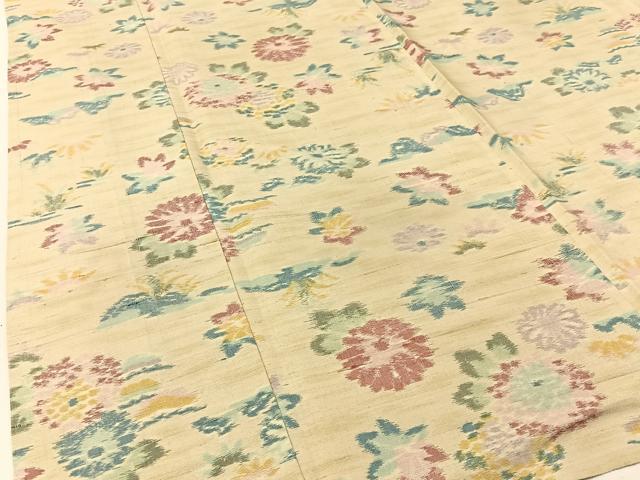 平和屋着物▽上質な紬　単衣　菊楓文　正絹　逸品　BAAW5096hj_3