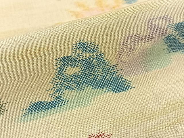平和屋着物▽上質な紬　単衣　菊楓文　正絹　逸品　BAAW5096hj_5