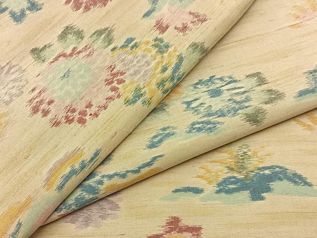 平和屋着物▽上質な紬　単衣　菊楓文　正絹　逸品　BAAW5096hj
