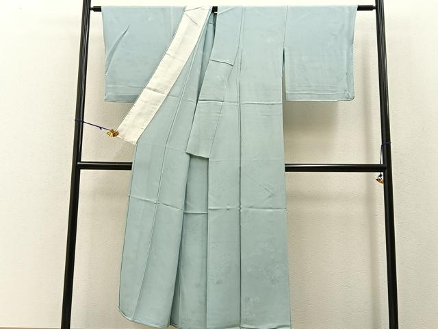 平和屋着物▽上質な色無地　単衣　草花地紋　千草鼠色　正絹　逸品　未使用　BAAW5100hj 平和屋着物▽上質な色無地 単衣 草花地紋 千草鼠色 正絹 逸品 未使用