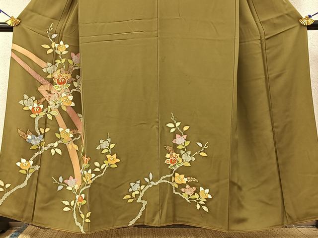 平和屋着物●創業460年・千總　訪問着　駒刺繍　橘　金彩　正絹　逸品　BAAW5124hj_2