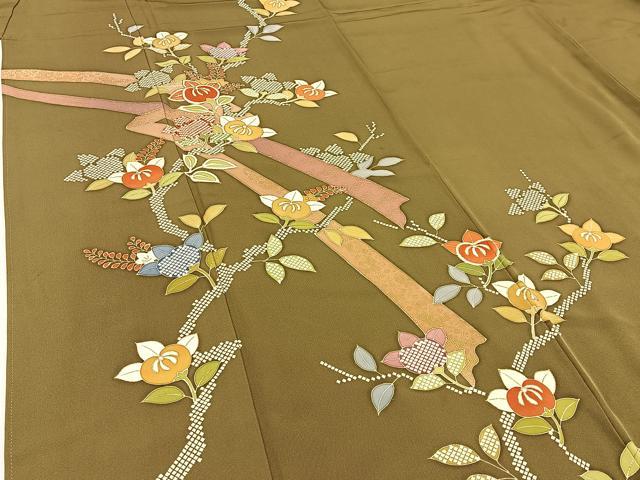 平和屋着物●創業460年・千總　訪問着　駒刺繍　橘　金彩　正絹　逸品　BAAW5124hj_3