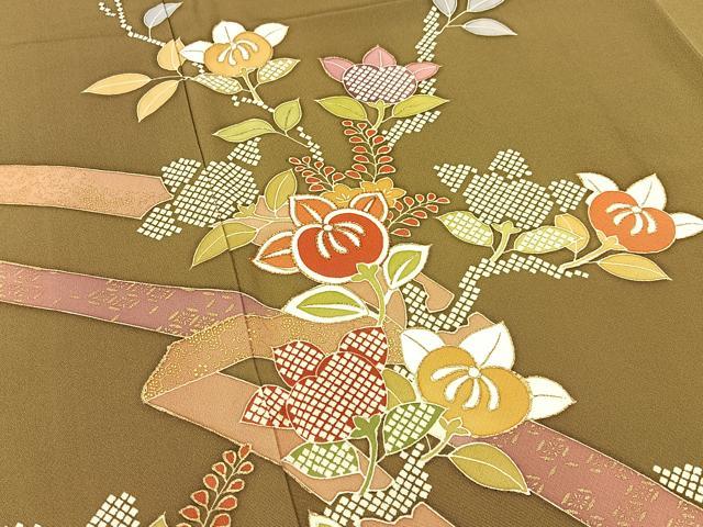 平和屋着物●創業460年・千總　訪問着　駒刺繍　橘　金彩　正絹　逸品　BAAW5124hj_4