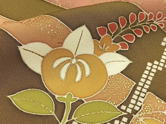 平和屋着物●創業460年・千總　訪問着　駒刺繍　橘　金彩　正絹　逸品　BAAW5124hj_6