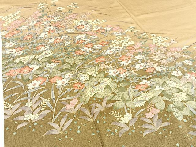 平和屋着物●訪問着　草花文　暈し染め　金彩　正絹　逸品　BAAW5195hj_3