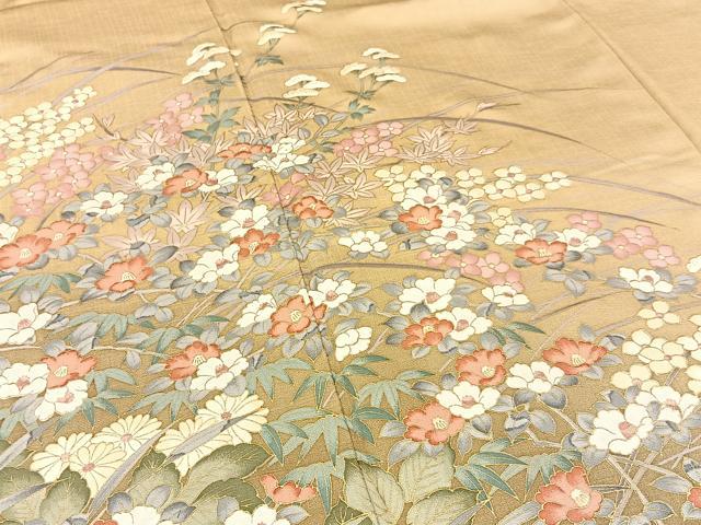 平和屋着物●訪問着　草花文　暈し染め　金彩　正絹　逸品　BAAW5195hj_4