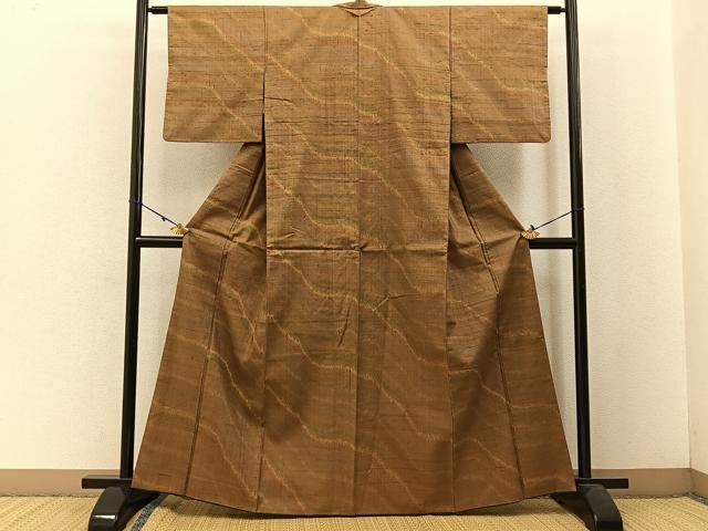 平和屋着物●上質な紬　流線文　正絹　逸品　BAAW5200hj_1