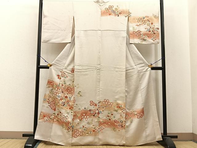 平和屋着物●十日町老舗ブランド　吉澤友禅　吾妻徳穂　訪問着　駒刺繍　松竹梅　飛鶴有職花文　暈し染め　金彩　正絹　逸品　BAAW5634hj 32,030円