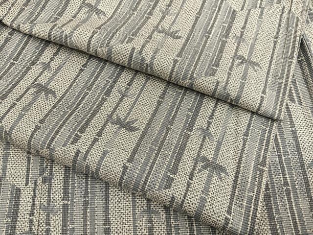平和屋着物▽上質な紬　単衣　笹竹文　正絹　逸品　BAAX2592hv
